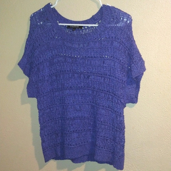 Evan Picone Tops - Blue Lose Knit Short Sleeved Evan Picone Top M